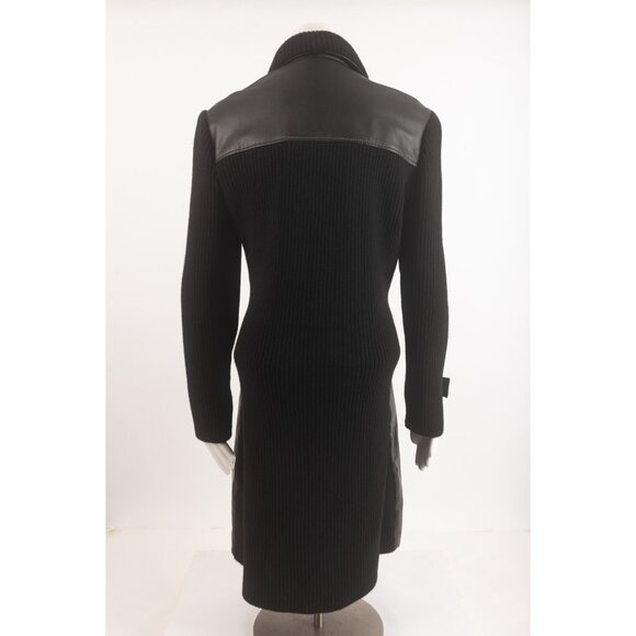 Bently Arbuckle Womens Jacket Coat Leather Wool Mid Length M Medium Black NWT - Picture 5 of 6